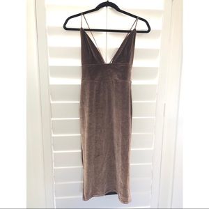 Velvet Midi Dress Holiday Cocktail Dress medium M champagne Gold Sexy